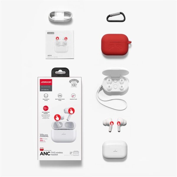 Joyroom JR-T03S Pro Airpods - Joyroom TWS Active Noise Cancelling ANC Earbuds - Wireless Bluetooth Airpods Pro - Touch Control Earpods - Hifi Sound Quality Earphones - Compatible With iOS And Android Devices